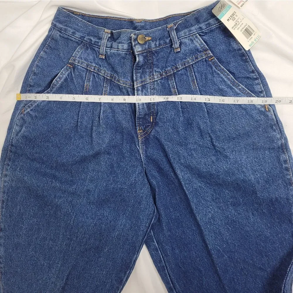 NEW VINTAGE 80s jeans Chic Virginia high rise yoke pleated ankle‎ blue 8